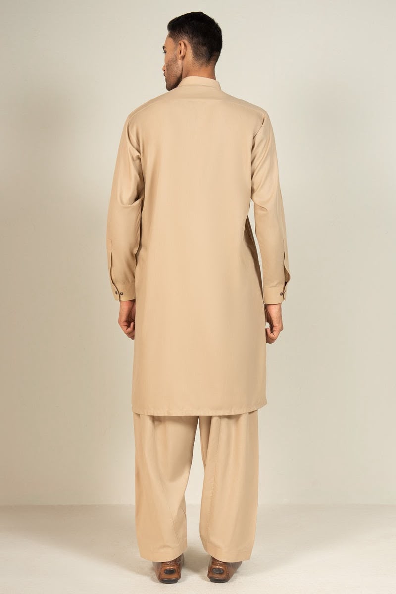 Classic Beige Kurta – Traditional Mandarin Collar