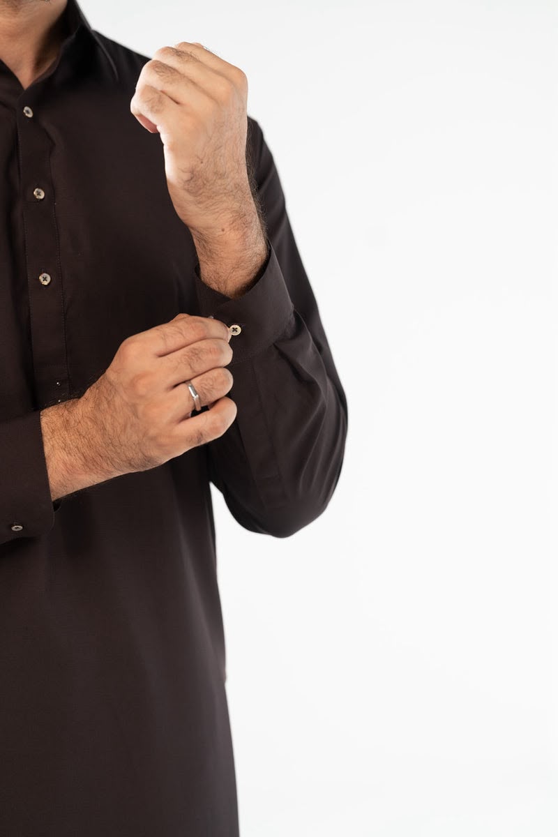 Classic Dark Brown __ Men’s Kurta Shalwar